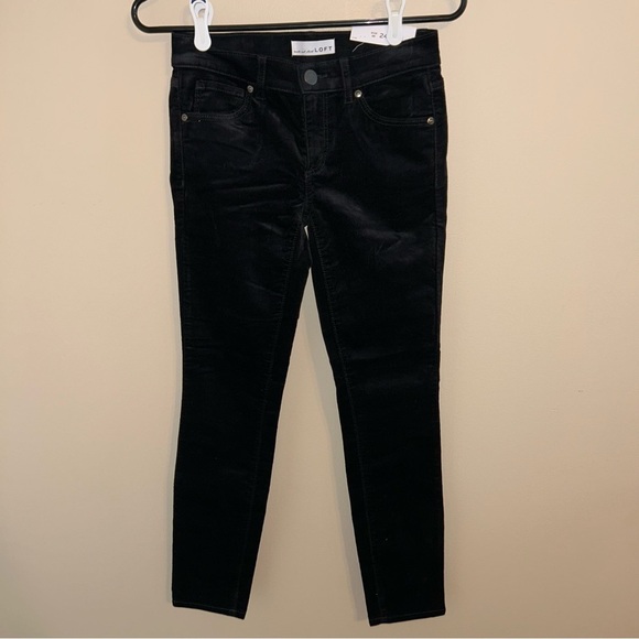 NWT LOFT Black Velvet Modern Skinny Jeans - Picture 2 of 4